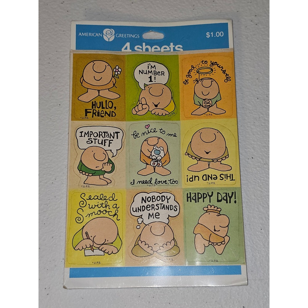 1 SEALED Pack Vintage American Greetings Ziggy Stickers 4 Sheets
